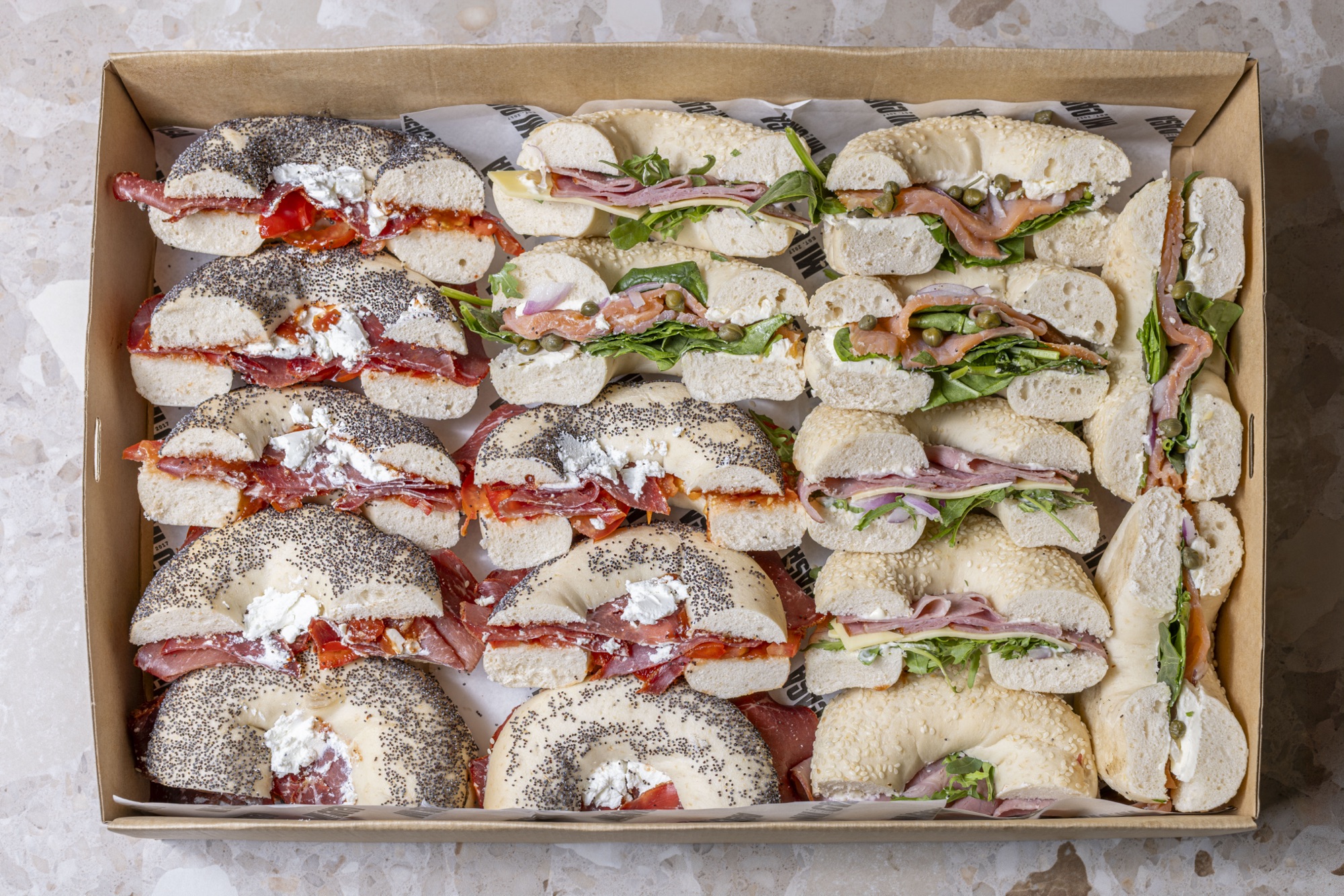 Bagel Box with assorted bagels and fillings